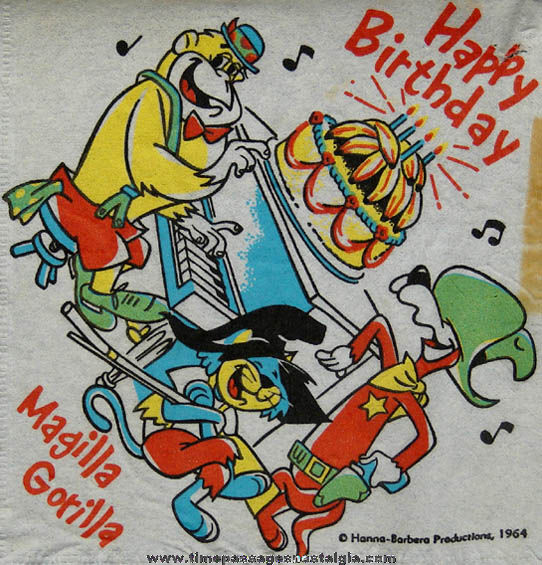 Colorful ©1964 Hanna Barbera Cartoon Character Birthday Party Napkin