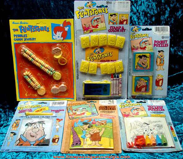 (6) Different Old Unopened Flintstones Cartoon Character Items