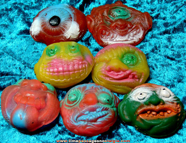 (6) Different Colorful Monster Character Novelty Rubber Heads