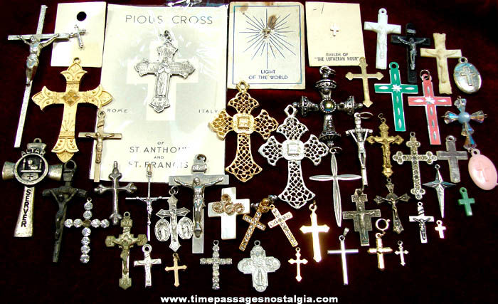 (50) Christian or Catholic Crucifix or Cross Jewelry Charm Pendants