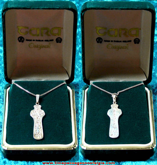Unused Boxed Irish Christian Silver Cross Jewelry Charm Necklace