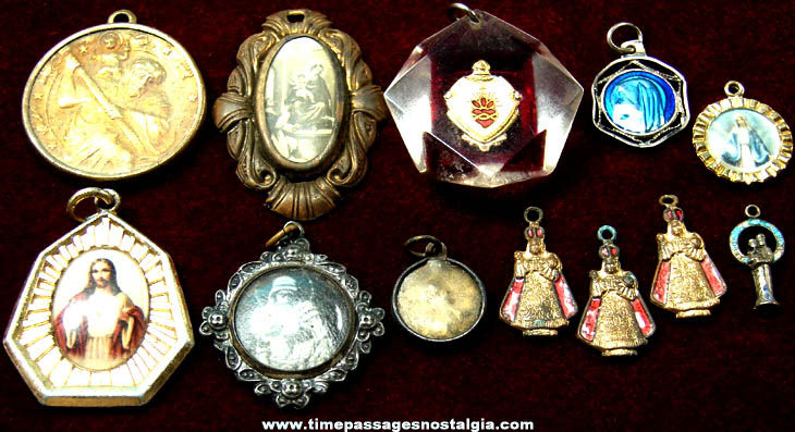 (12) Old Christian or Catholic Jewelry Charm Pendants