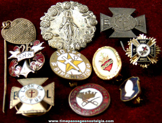 (10) Old Christian or Catholic Jewelry Pins