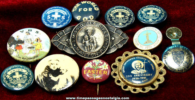 (12) Old Christian or Catholic Jewelry Pins