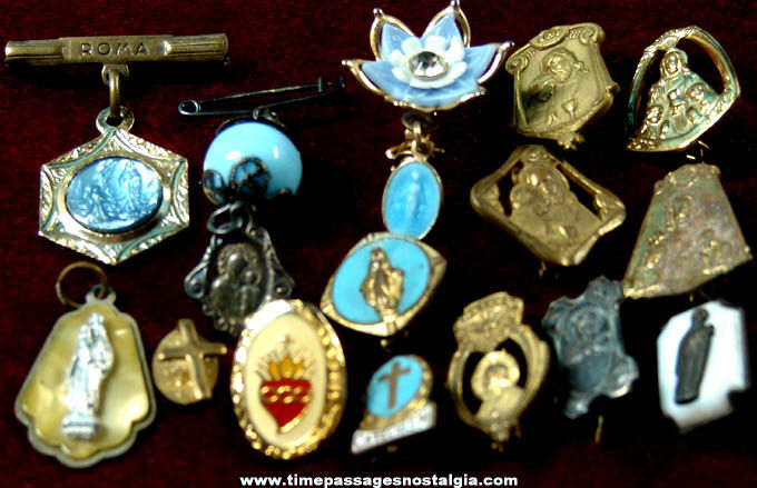 (15) Old Christian or Catholic Jewelry Pins