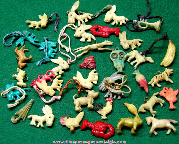 (35) Old Celluloid Premium Miniature Toy Charms