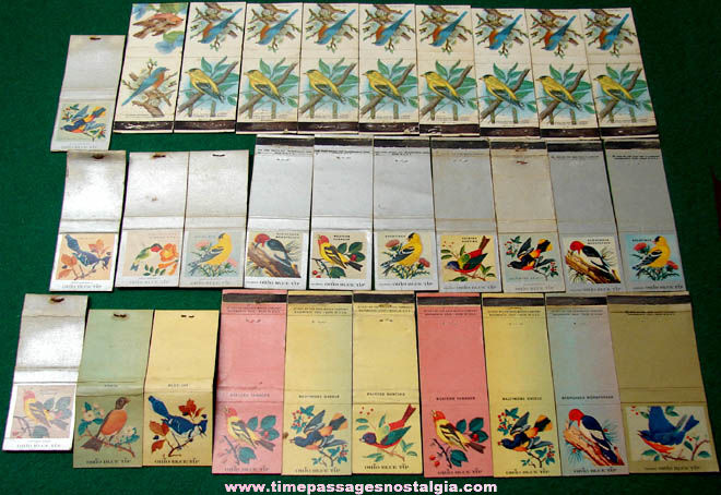 (30) Colorful Old Match Book Covers With Birds