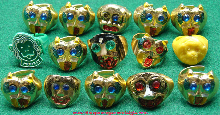 (15) Old Gum Ball Machine Prize Toy Monkey Rings