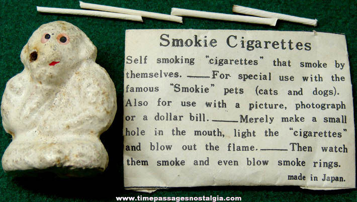 Old Novelty Smoking Monkey With Miniature Cigarettes