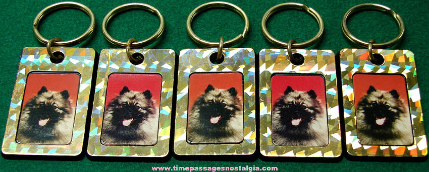 (5) Unused Keeshound Dog Picture Key Chains