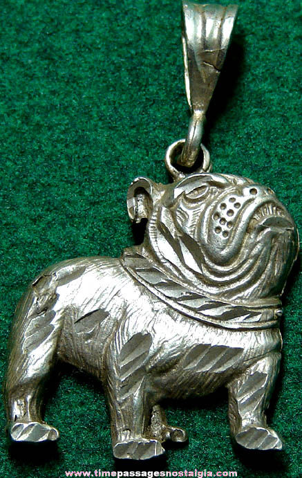 Old Sterling Silver Bull Dog Necklace Pendant