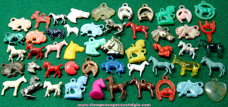 (50) Colorful Old Gum Ball Machine Toy Prize Horse Charms