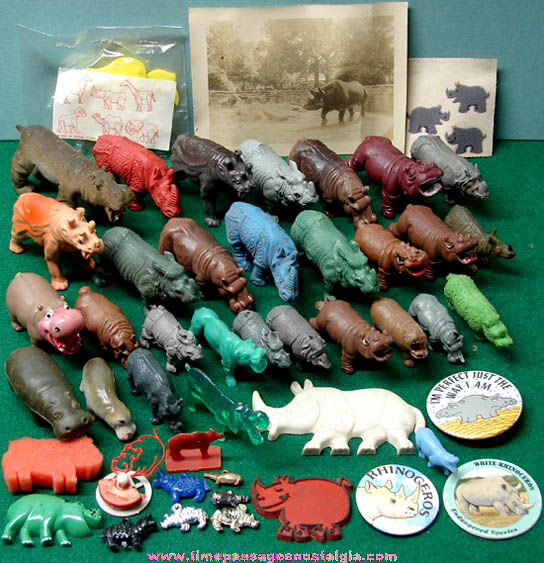 (50) Small Old Rhinoceros & Hippopotamus related Items