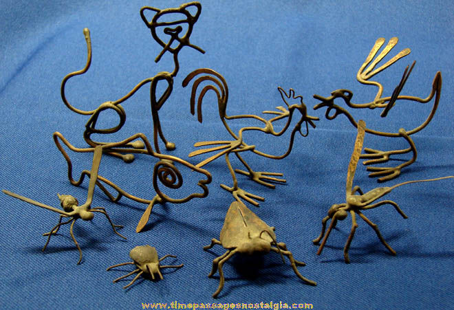 (8) Small Old Copper Animal & Insect Sculptures