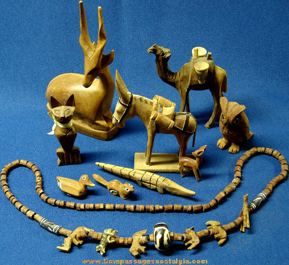 (15) Small Old Carved Wooden Animal Figures