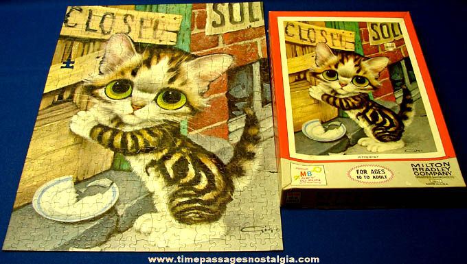 (4) Boxed 1968 Big Eyed Pity Kitty &Puppy Gig Milton Bradley Jig Saw Puzzles