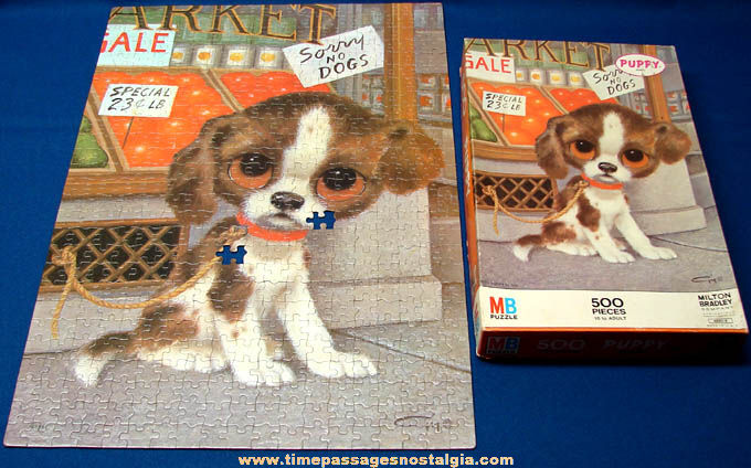 (4) Boxed ©1968 Big Eyed Pity Kitty &Puppy Gig Milton Bradley Jig Saw Puzzles