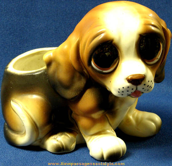 1960s Big Eyed Pity Puppy Gig Art Ceramic Planter