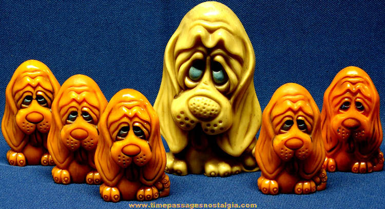 Old Big Eyed Puppy Pencil Holder & Salt & Pepper Shaker Sets