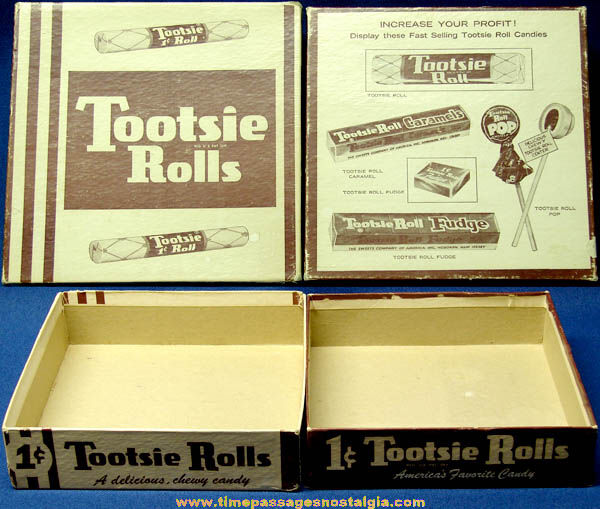 Old Tootsie Roll Penny Candy Advertising Store Display Box