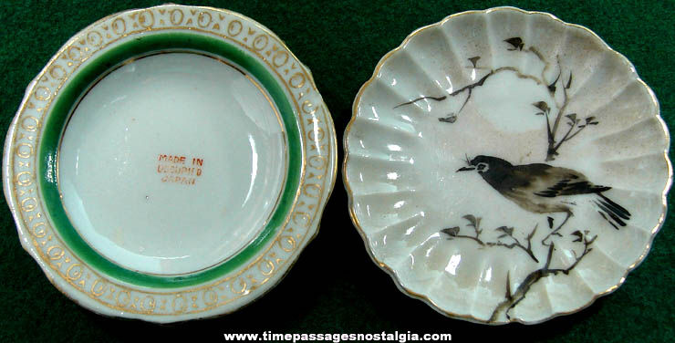 (2) Different Small Old Porcelain Butter Pat Plates
