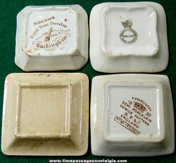 (4) Different Small Old Porcelain Butter Pat Plates