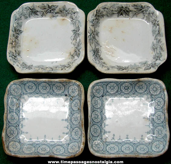 (4) Small Old Porcelain Butter Pat Plates