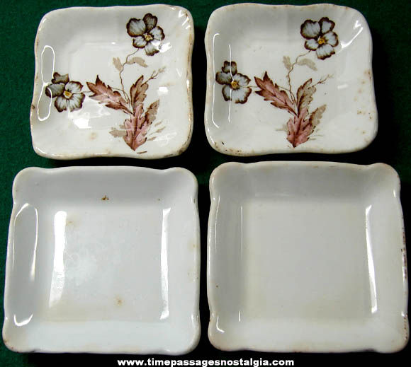 (4) Small Old Porcelain Butter Pat Plates
