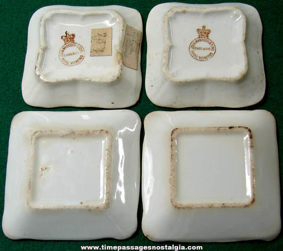 (4) Small Old Porcelain Butter Pat Plates