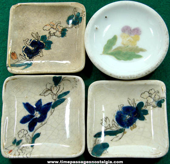 (4) Small Old Porcelain Butter Pat Plates