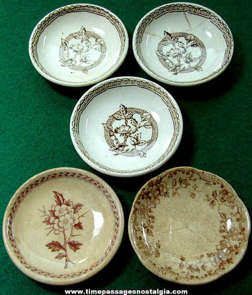 (5) Small Old Porcelain Butter Pat Plates