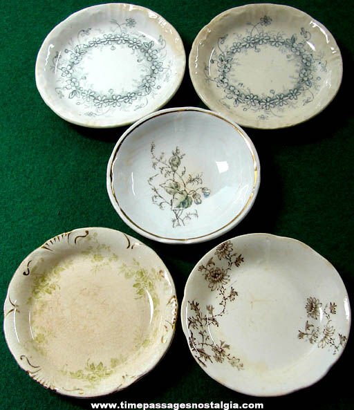 (5) Small Old Porcelain Butter Pat Plates