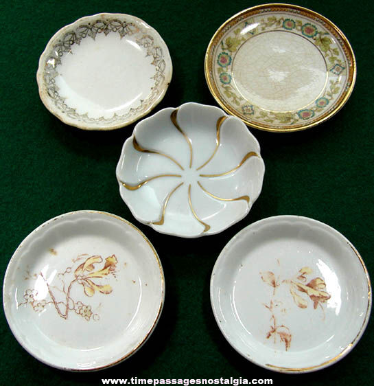 (5) Small Old Porcelain Butter Pat Plates