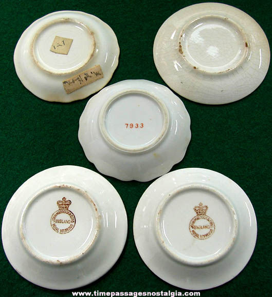 (5) Small Old Porcelain Butter Pat Plates