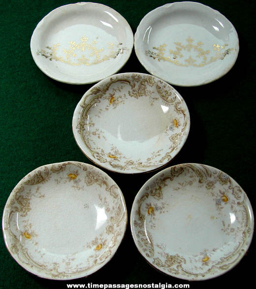 (5) Small Old Porcelain Butter Pat Plates