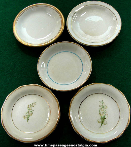 (5) Small Old Porcelain Butter Pat Plates