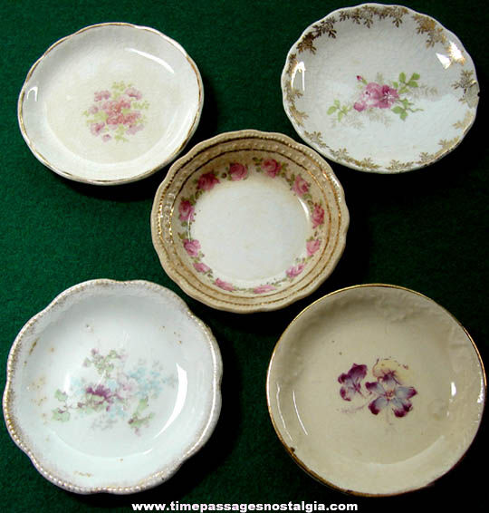 (5) Small Old Porcelain Butter Pat Plates