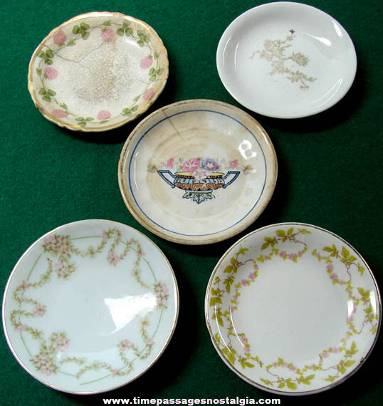 (5) Small Old Porcelain Butter Pat Plates