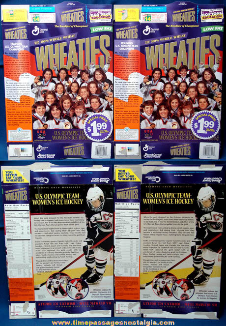 (2) 1998 U.S. Olympic Women’s Ice Hockey Team Wheaties Cereal Boxes