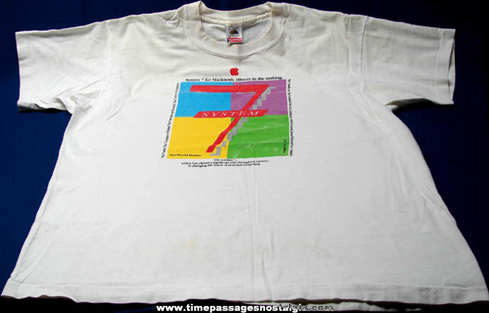 Colorful 1991 Apple Macintosh Computer System 7 Advertising T-Shirt