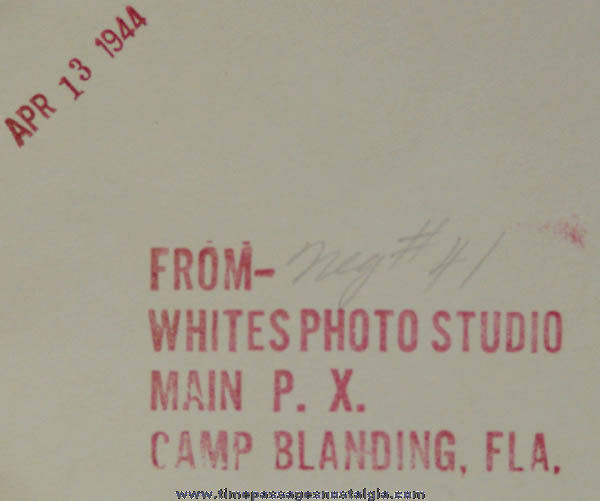 Large 1944 World War II Camp Blanding Florida Photograph