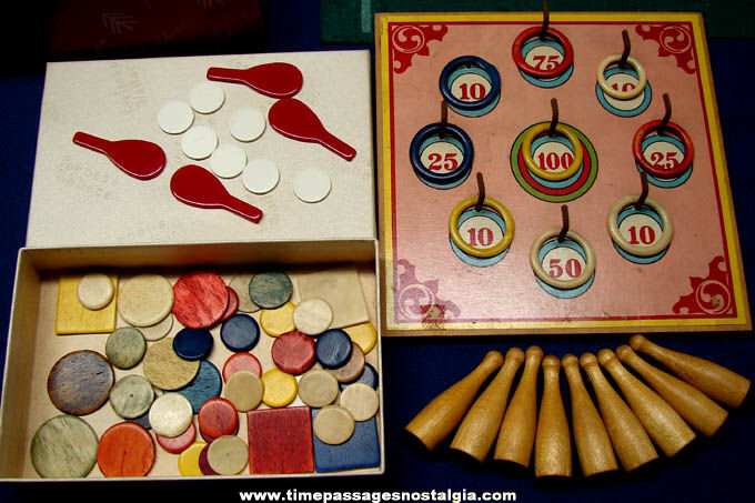 Old Box Full of 1938 Schoenhut Table Games