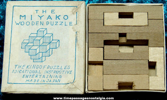 Old Boxed Novelty Miyako Wooden Puzzle
