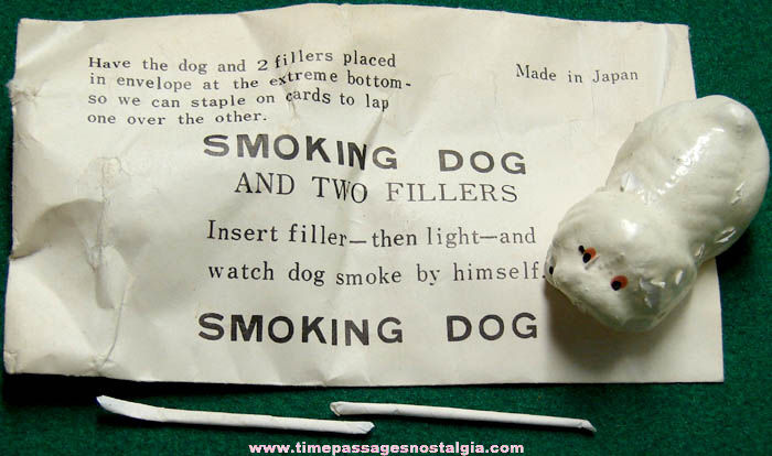 Old Novelty Smoking Dog With Miniature Cigarettes