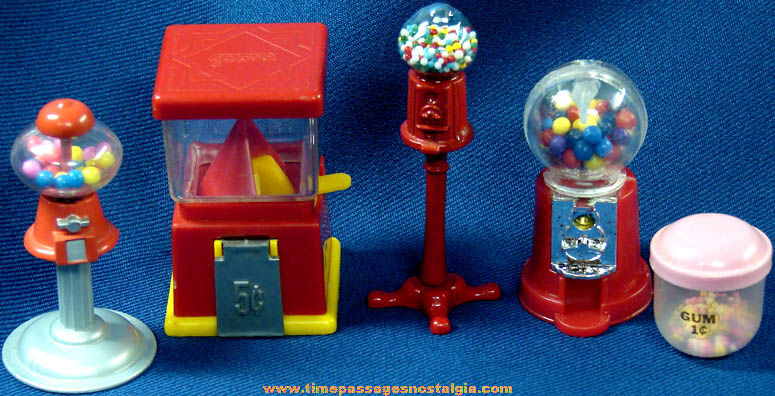 (5) Different Old Miniature Toy Gum Ball Machines