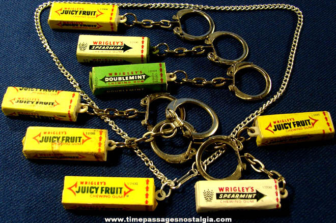 (8) Old Wrigley’s Chewing Gum Advertising Key Chains & Necklace