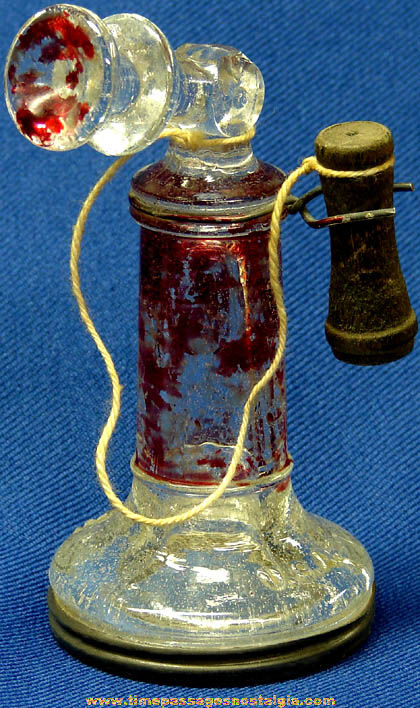 Old Glass Candlestick Telephone Candy Container