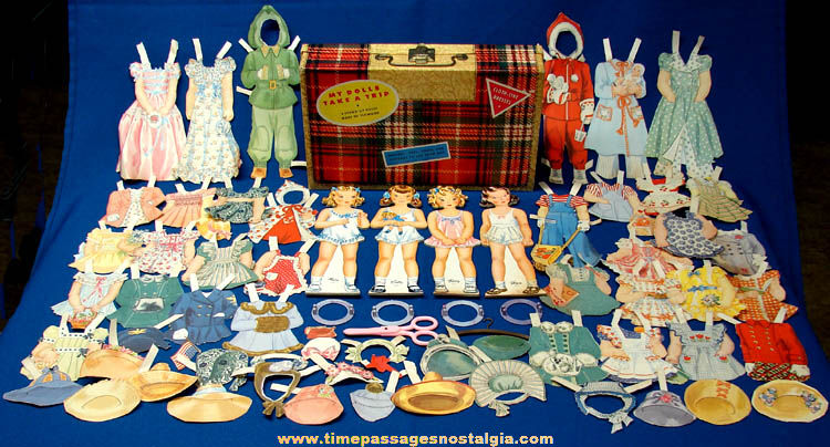 (4) Old Whitman Paper Dolls with Case & Many Outfits