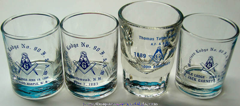 (3) Old Masonic Lodge Advertising Drink Shot Glasses