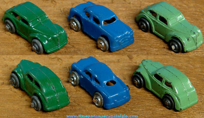 (3) Old Painted Metal Barclay Miniature Toy Diecast Cars